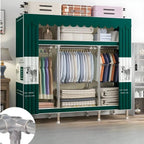 Patterned Metal Wardrobe Armoire With Shelves, Rod And Legs