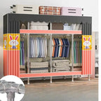 Patterned Metal Wardrobe Armoire With Shelves, Rod And Legs
