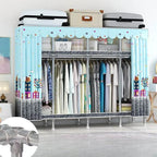 Patterned Metal Wardrobe Armoire With Shelves, Rod And Legs