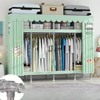 Patterned Metal Wardrobe Armoire With Shelves, Rod And Legs