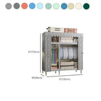 Patterned Metal Wardrobe Armoire With Shelves, Rod And Legs Dimensions