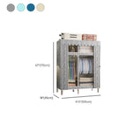 Patterned Metal Wardrobe Armoire With Shelves, Rod And Legs Dimensions