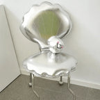 Pearlescent Shell Accent Chair with Gold Trim for Vanity and Boutique Spaces
