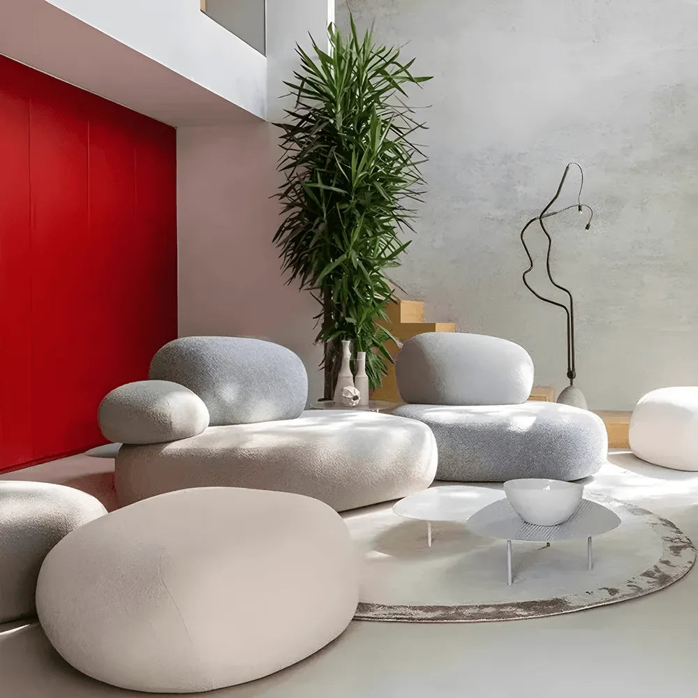 Pebble Sofa Modular Cloud Velvet Lounge with Curved Forms and Flexible Layouts
