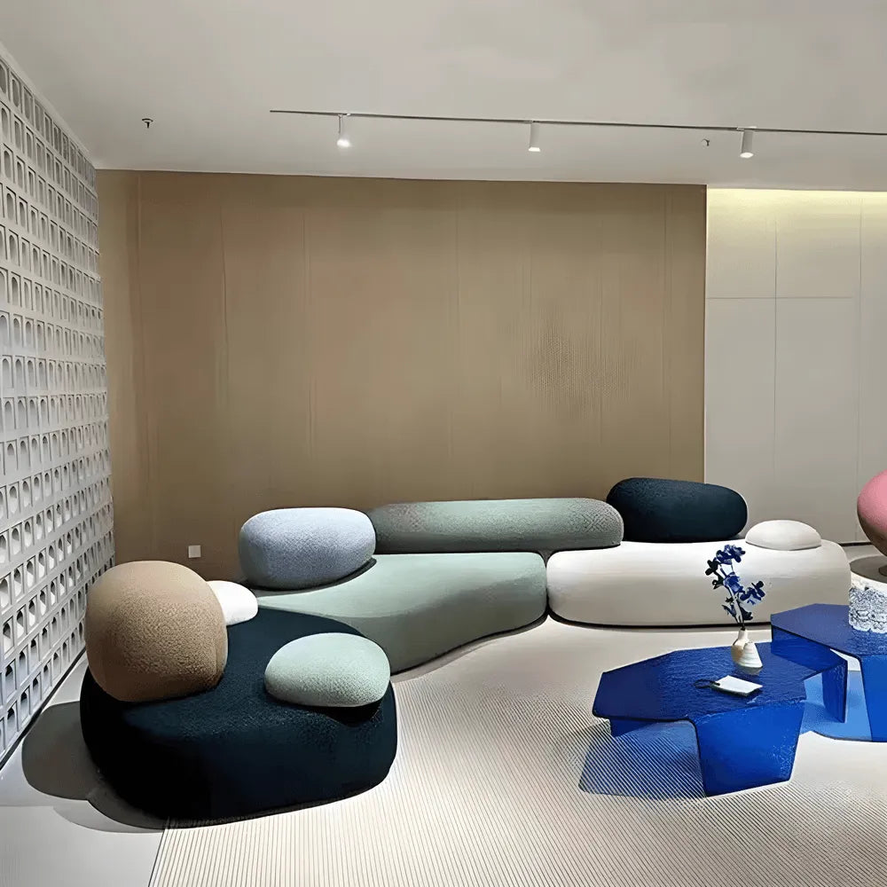 Pebble Sofa Modular Cloud Velvet Lounge with Curved Forms and Flexible Layouts