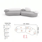 Pebble Sofa Modular Cloud Velvet Lounge with Curved Forms and Flexible Layouts Dimensions