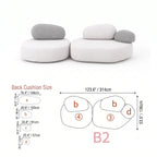 Pebble Sofa Modular Cloud Velvet Lounge with Curved Forms and Flexible Layouts Dimensions