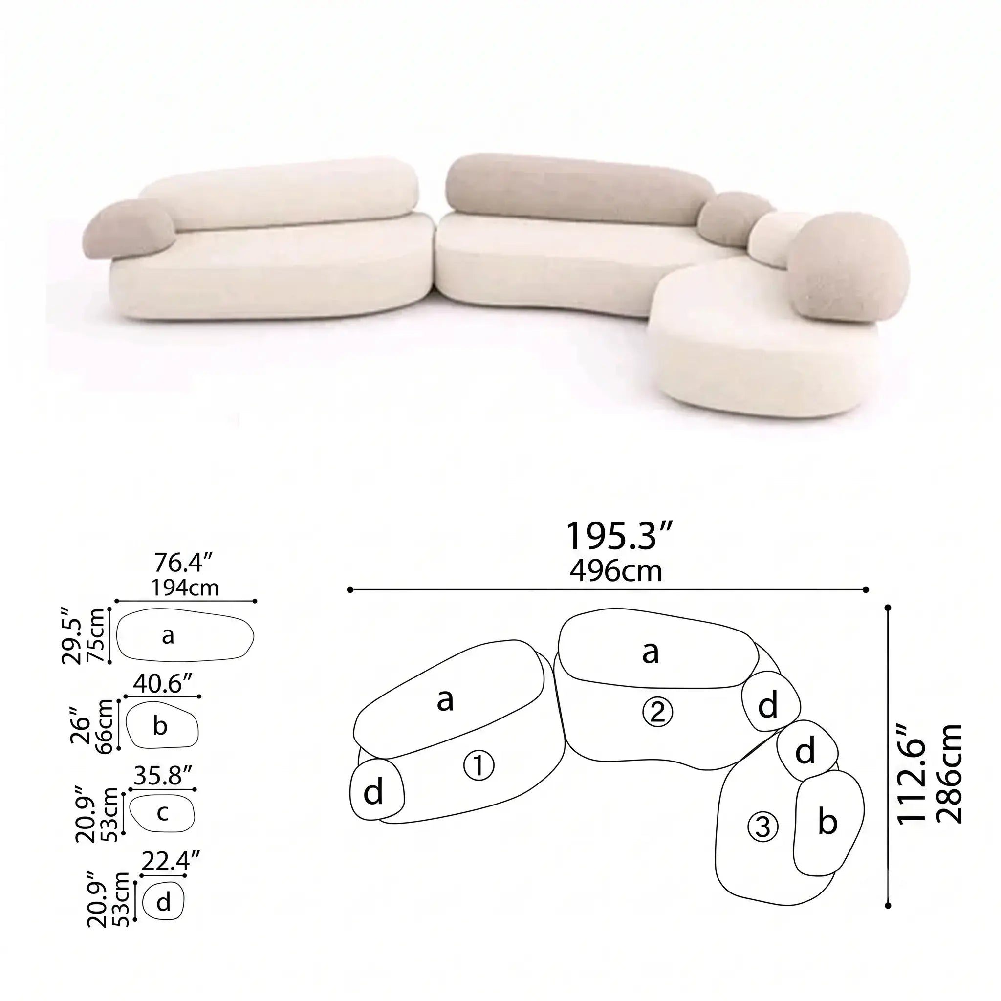 Pebble Sofa Modular Cloud Velvet Lounge with Curved Forms and Flexible Layouts Dimensions