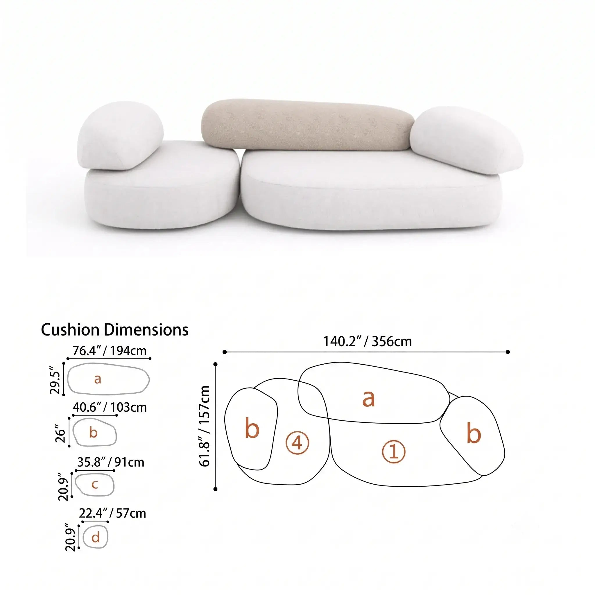 Pebble Sofa Modular Cloud Velvet Lounge with Curved Forms and Flexible Layouts Dimensions