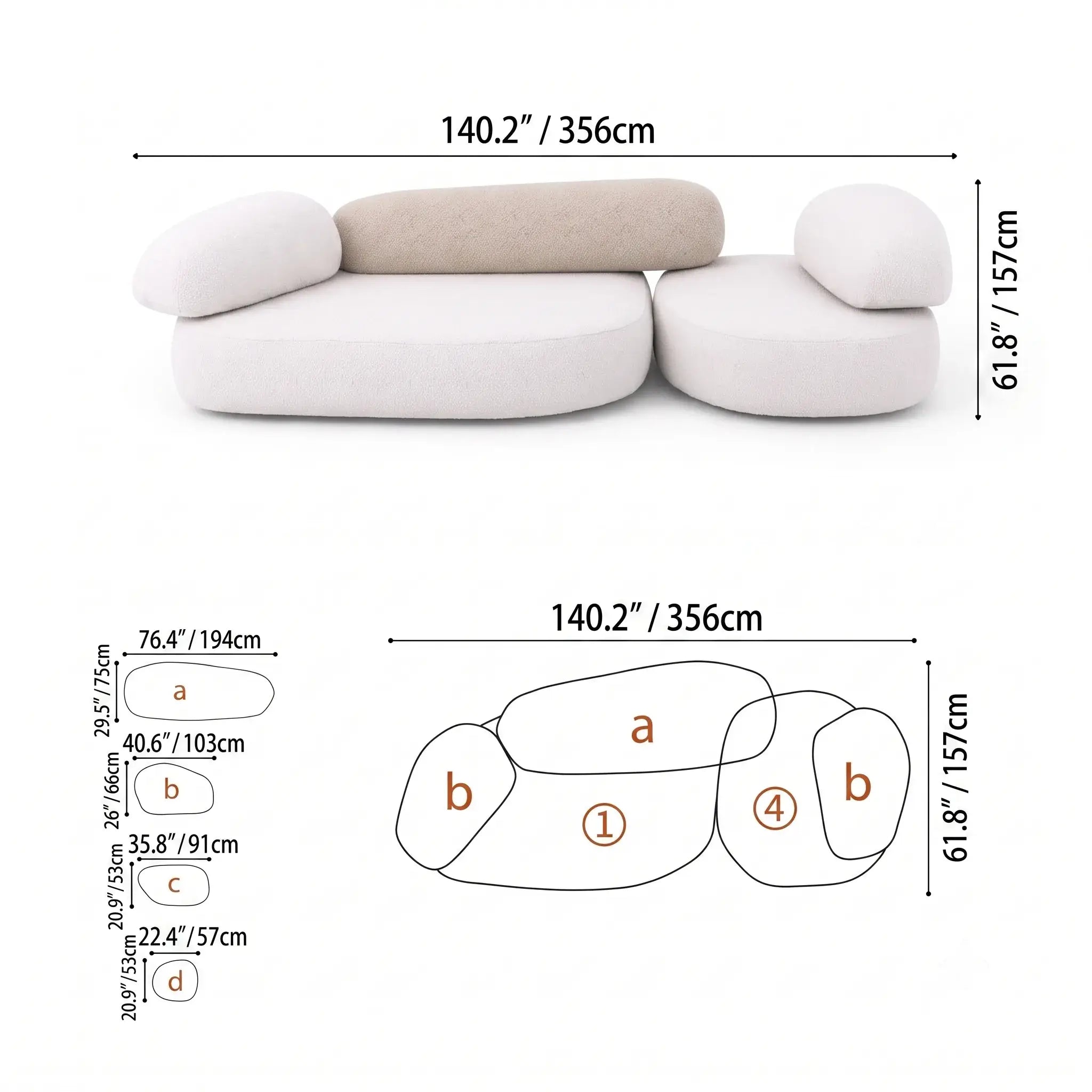 Pebble Sofa Modular Cloud Velvet Lounge with Curved Forms and Flexible Layouts Dimensions