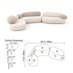 Pebble Sofa Modular Cloud Velvet Lounge with Curved Forms and Flexible Layouts Dimensions