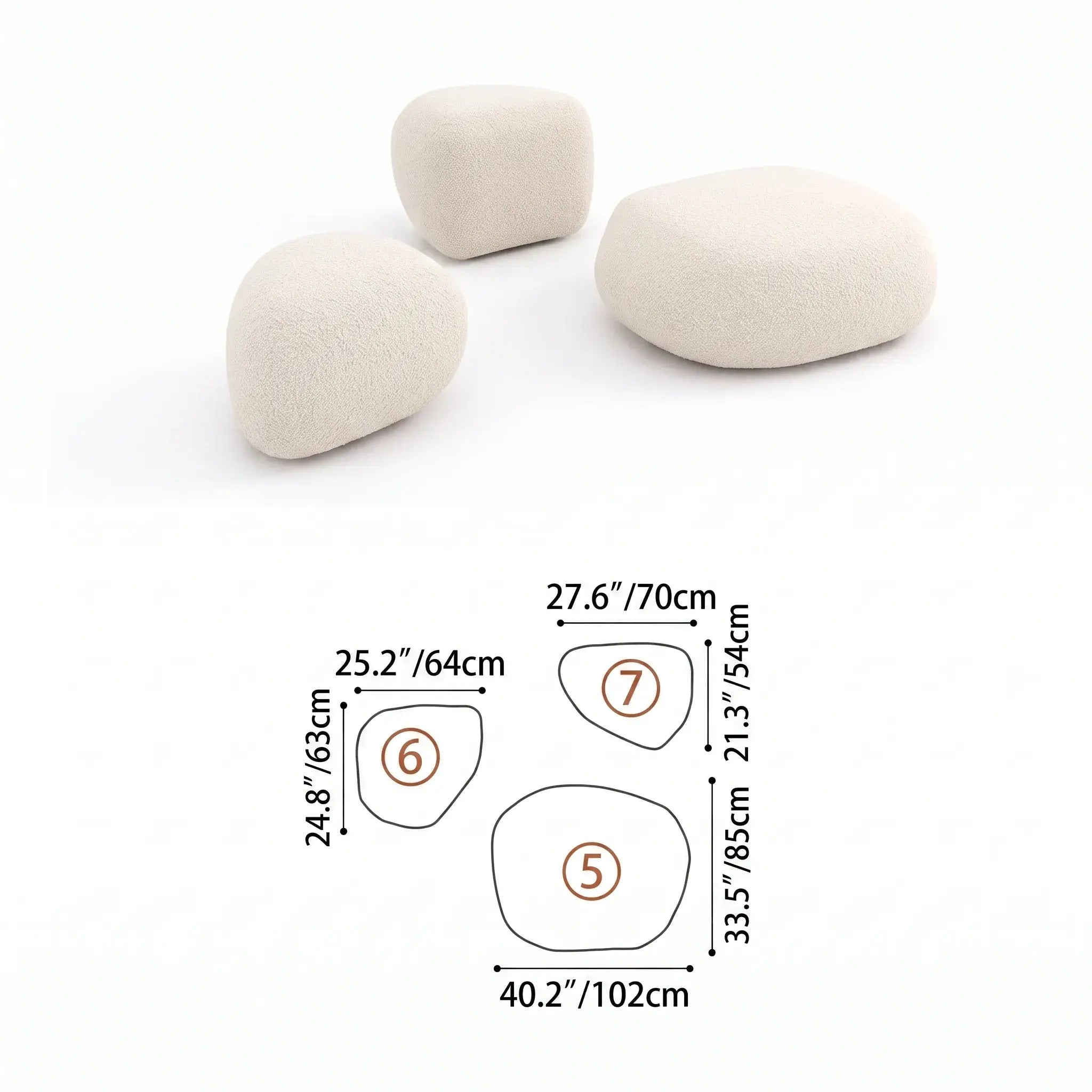 Pebble Sofa Modular Cloud Velvet Lounge with Curved Forms and Flexible Layouts Dimensions
