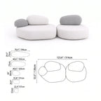 Pebble Sofa Modular Cloud Velvet Lounge with Curved Forms and Flexible Layouts Dimensions