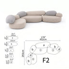 Pebble Sofa Modular Cloud Velvet Lounge with Curved Forms and Flexible Layouts Dimensions