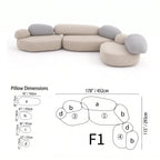 Pebble Sofa Modular Cloud Velvet Lounge with Curved Forms and Flexible Layouts Dimensions