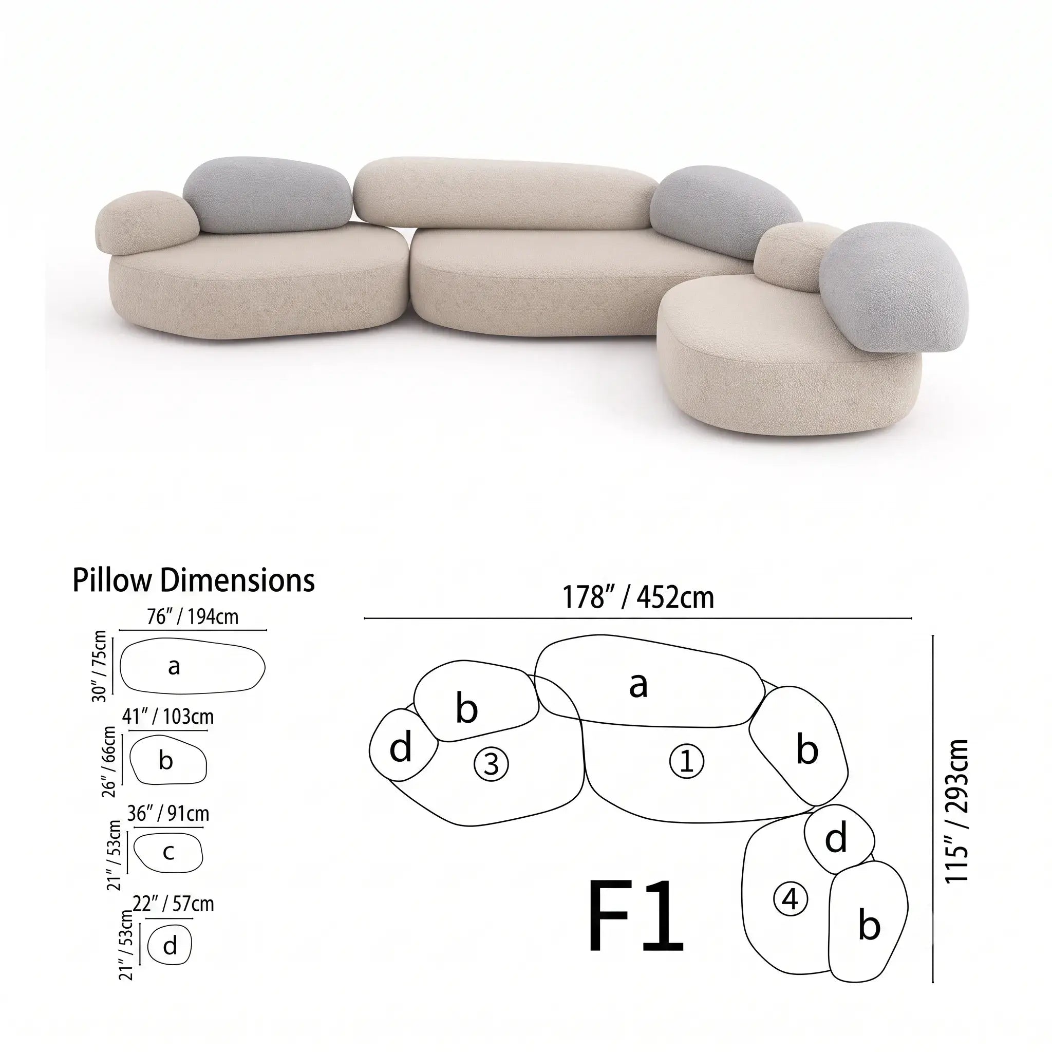 Pebble Sofa Modular Cloud Velvet Lounge with Curved Forms and Flexible Layouts Dimensions