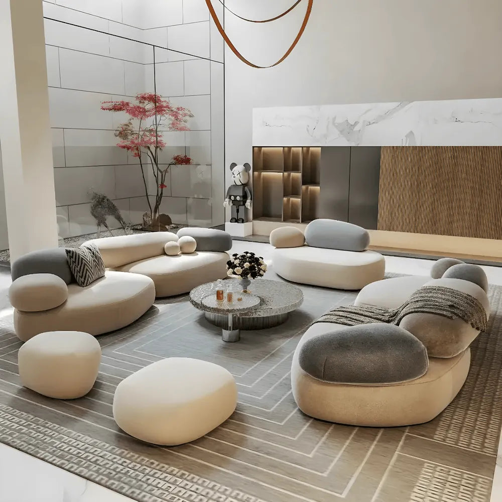 Pebble Sofa Modular Cloud Velvet Lounge with Curved Forms and Flexible Layouts Main Product Image
