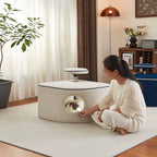 Pet Friendly Meditation Chair with Lift-Adjustable Velvet Cat Nook Ottoman