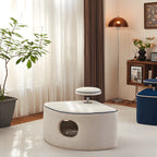 Pet Friendly Meditation Chair with Lift-Adjustable Velvet Cat Nook Ottoman