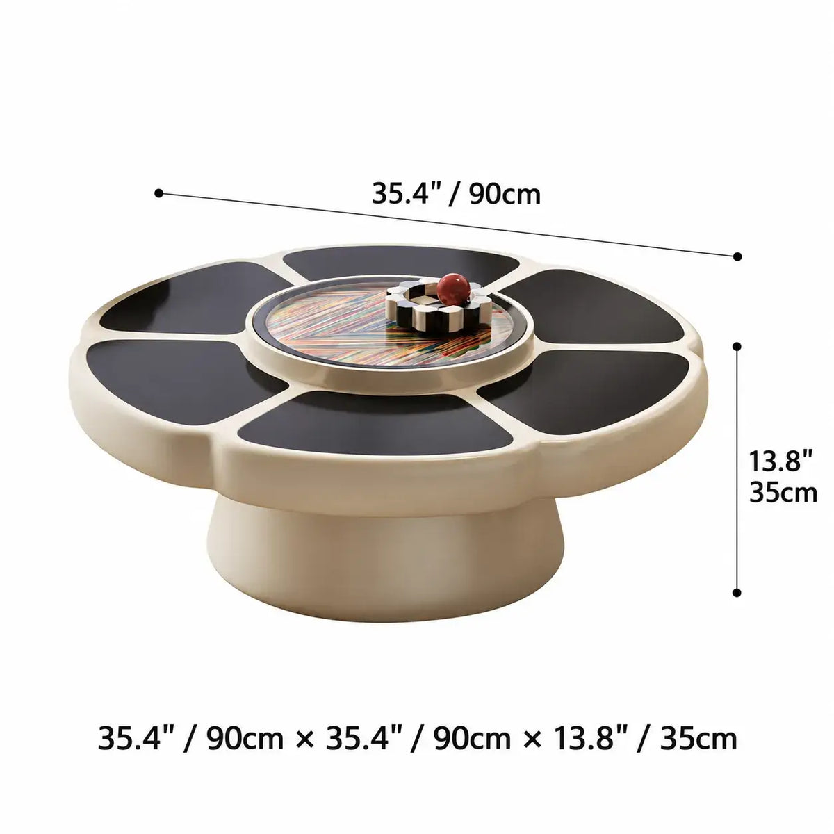 Petal-Inspired Nesting Coffee Table Set With Rainbow Wood Veneer Accents