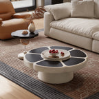 Petal-Inspired Nesting Coffee Table Set With Rainbow Wood Veneer Accents Main Product Image