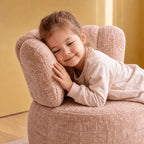 Petal Silhouette Chenille Kids Chair With 360 Swivel Reading Nook Design