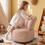 Petal Silhouette Chenille Kids Chair With 360 Swivel Reading Nook Design