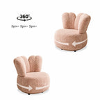 Petal Silhouette Chenille Kids Chair With 360 Swivel Reading Nook Design