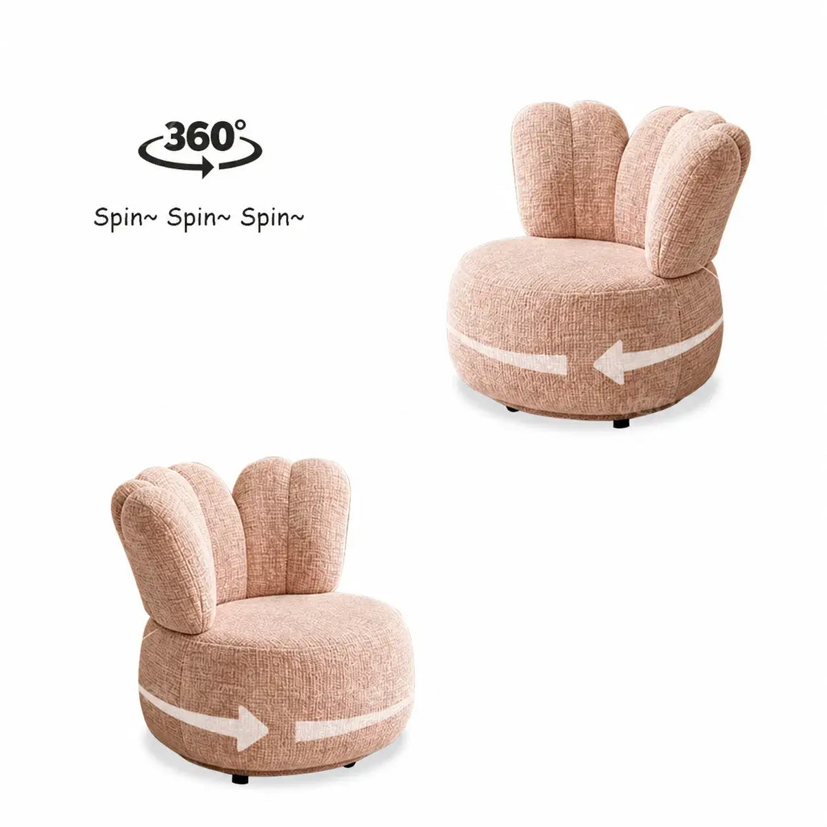 Petal Silhouette Chenille Kids Chair With 360 Swivel Reading Nook Design