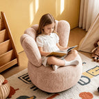 Petal Silhouette Chenille Kids Chair With 360 Swivel Reading Nook Design