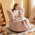 Petal Silhouette Chenille Kids Chair With 360 Swivel Reading Nook Design Main Product Image
