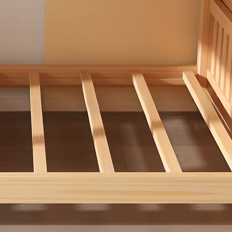 Pine Loft Bed with Ladder, Dollhouse Design and Built-In Storage