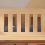 Pine Loft Bed with Ladder, Dollhouse Design and Built-In Storage