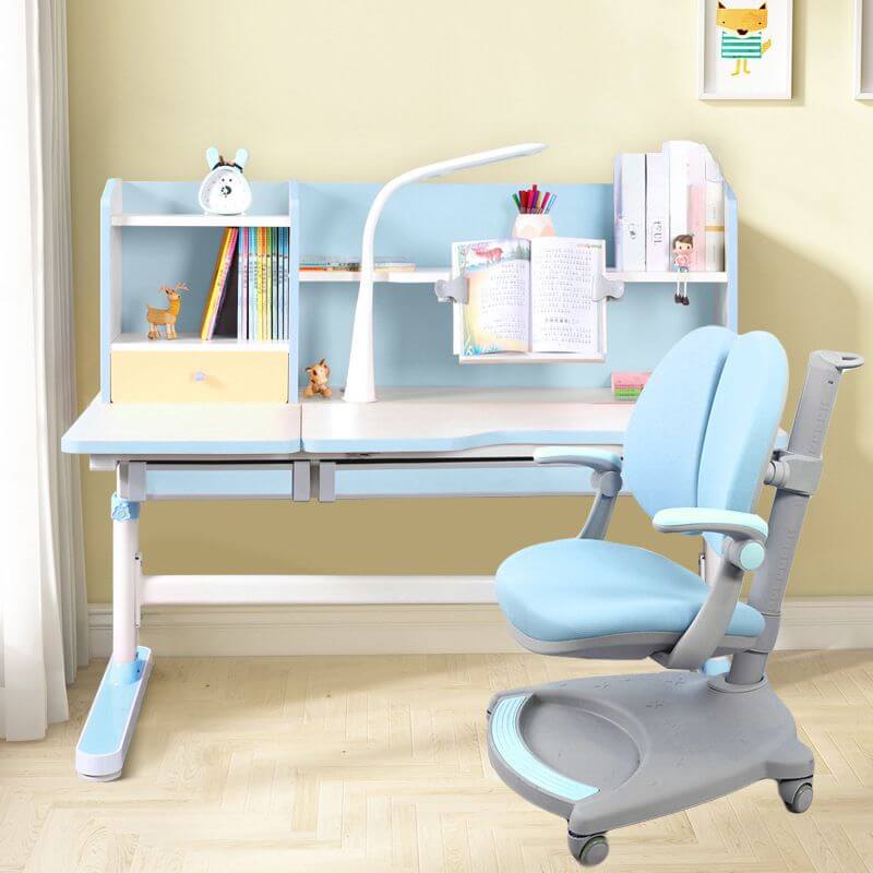 Pink Adjustable Kids Desk & Chair Set With Storage