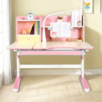 Pink Adjustable Kids Desk & Chair Set With Storage