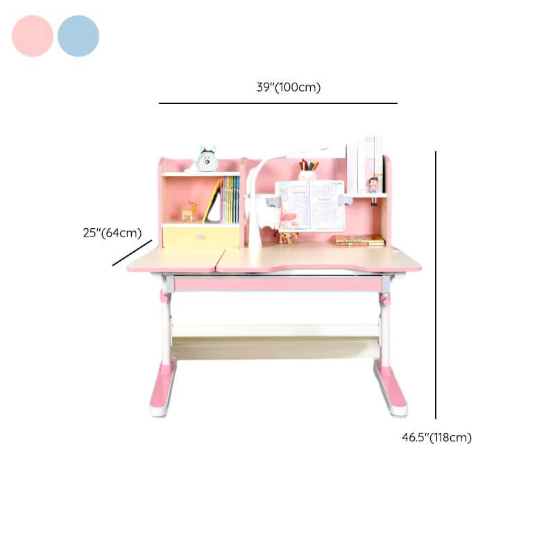 Pink Adjustable Kids Desk & Chair Set With Storage Dimensions