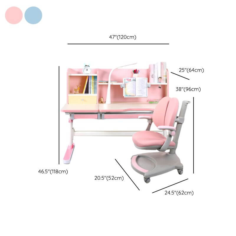 Pink Adjustable Kids Desk & Chair Set With Storage Dimensions