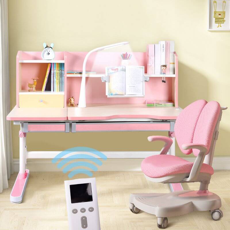 Pink Adjustable Kids Desk & Chair Set With Storage Main Product Image Main image