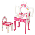 Pink Animal-Themed Kids Vanity Set with Adjustable Mirror and Chair