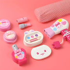 Pink Animal-Themed Kids Vanity Set with Adjustable Mirror and Chair