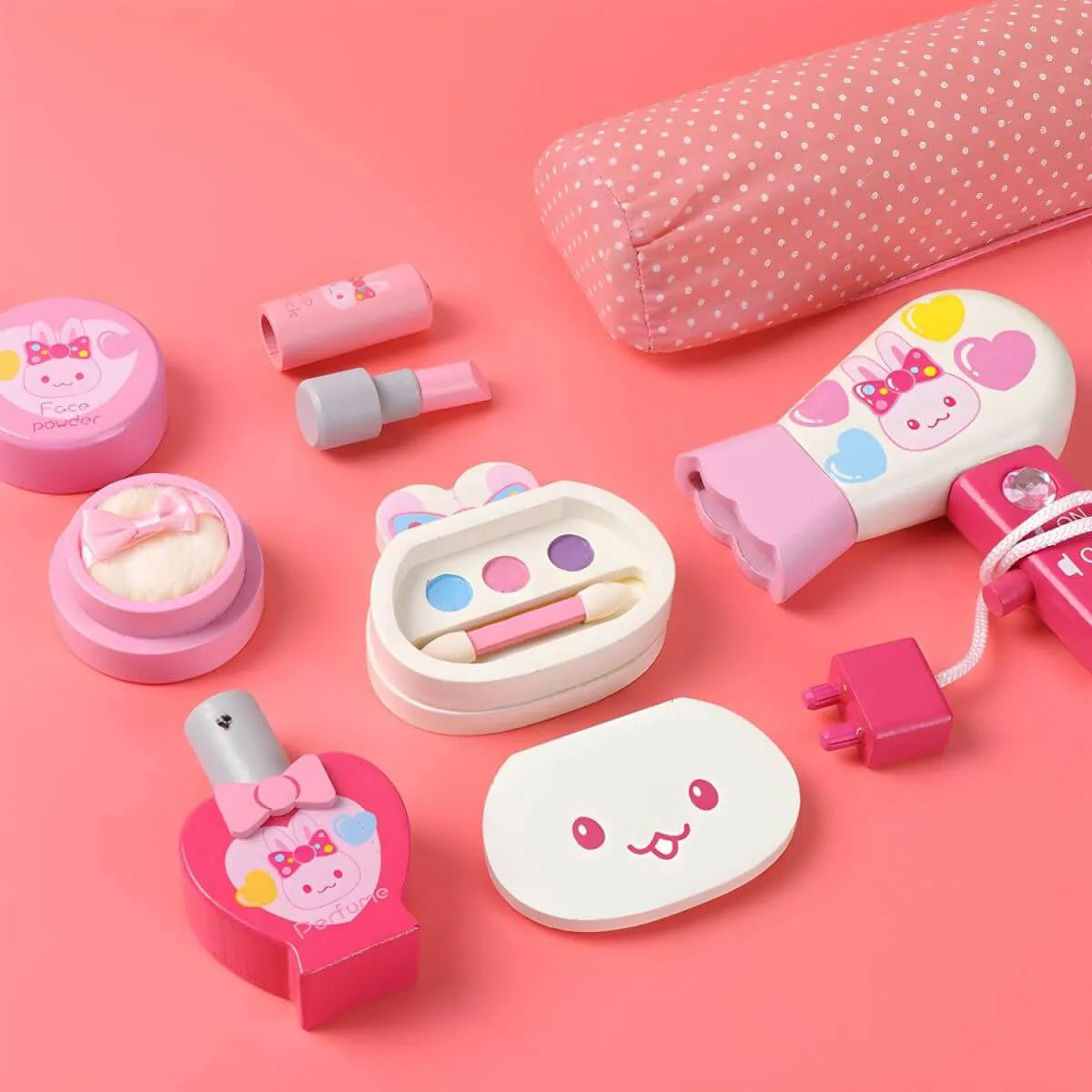 Pink Animal-Themed Kids Vanity Set with Adjustable Mirror and Chair