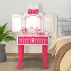 Pink Animal-Themed Kids Vanity Set with Adjustable Mirror and Chair