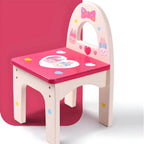 Pink Animal-Themed Kids Vanity Set with Adjustable Mirror and Chair
