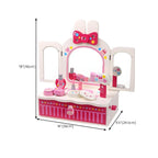 Pink Animal-Themed Kids Vanity Set with Adjustable Mirror and Chair Dimensions