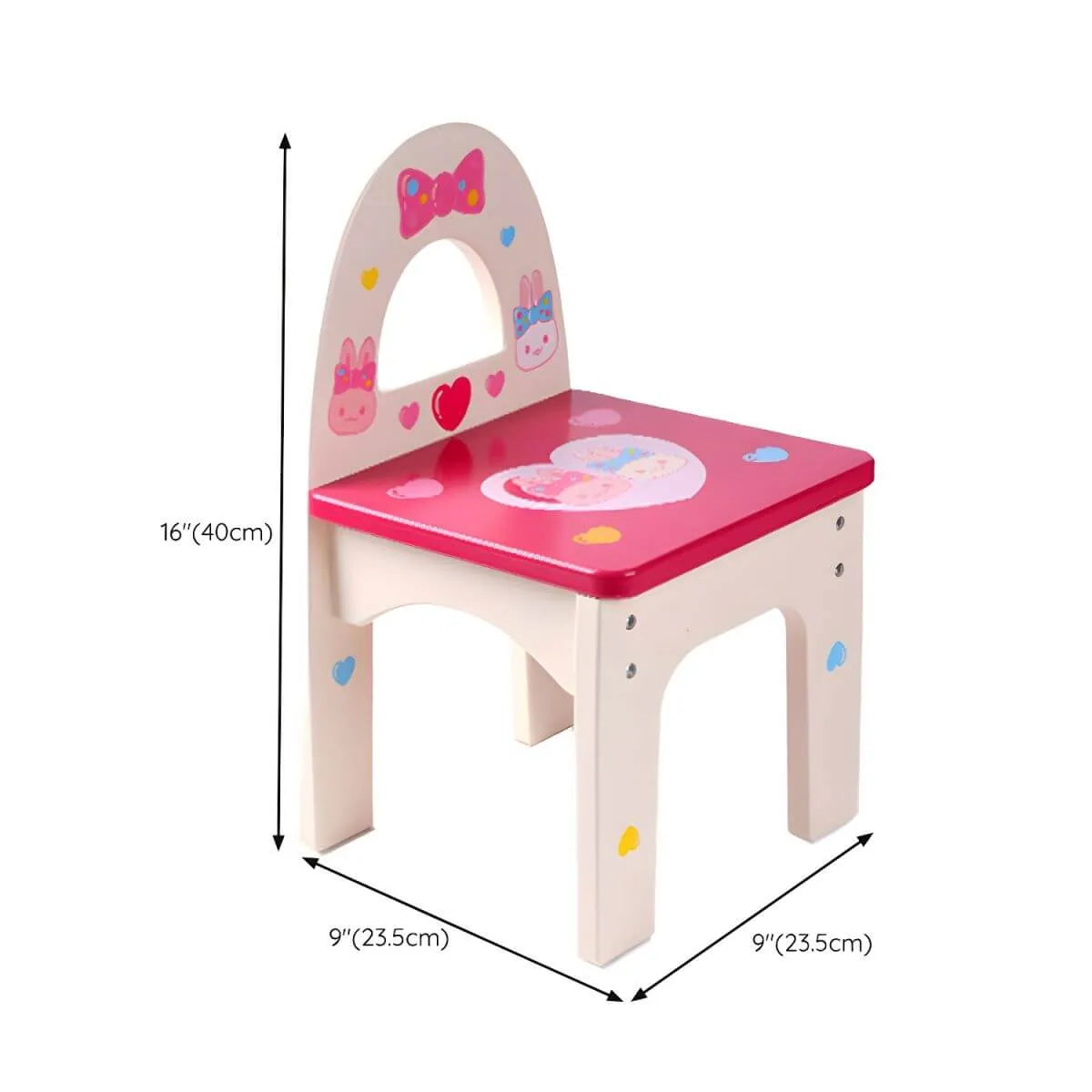 Pink Animal-Themed Kids Vanity Set with Adjustable Mirror and Chair Dimensions