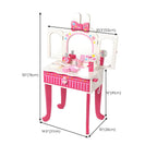Pink Animal-Themed Kids Vanity Set with Adjustable Mirror and Chair Dimensions
