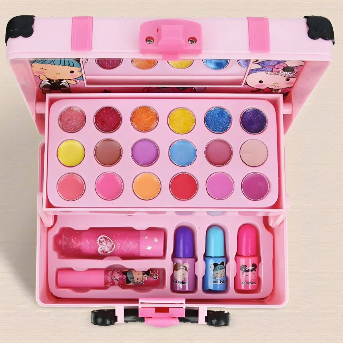 Pink Kids Makeup Vanity Set with Mirror and Cosmetic Kit Image secondaire du produit