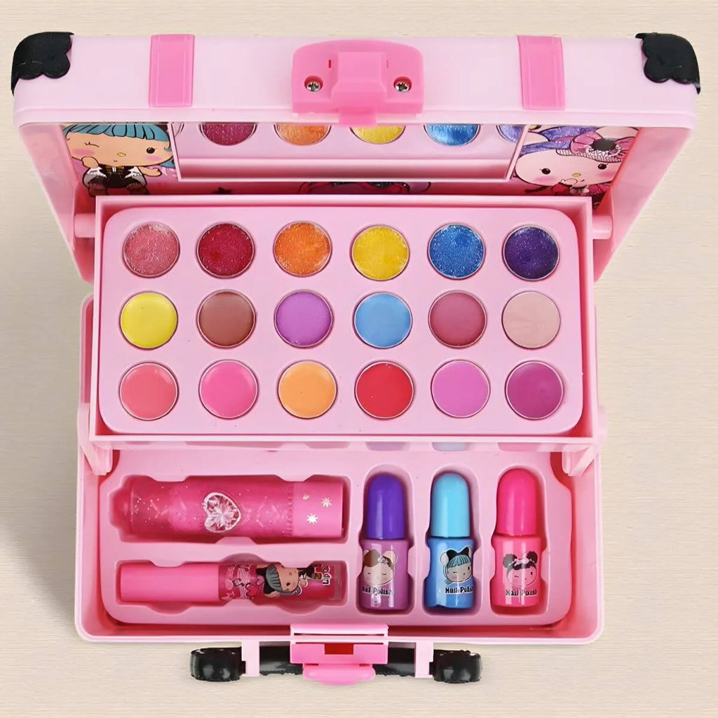 Pink Kids Makeup Vanity Set with Mirror and Cosmetic Kit