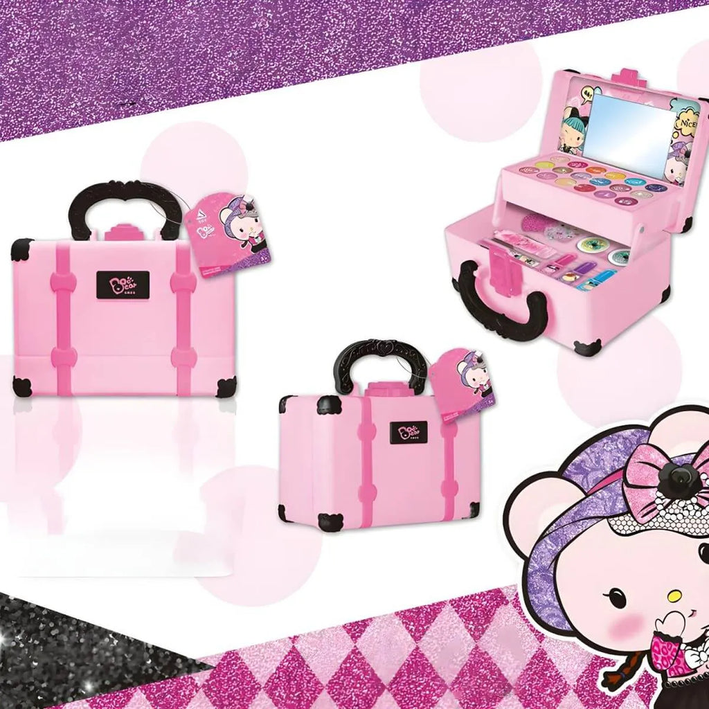 Pink Kids Makeup Vanity Set with Mirror and Cosmetic Kit