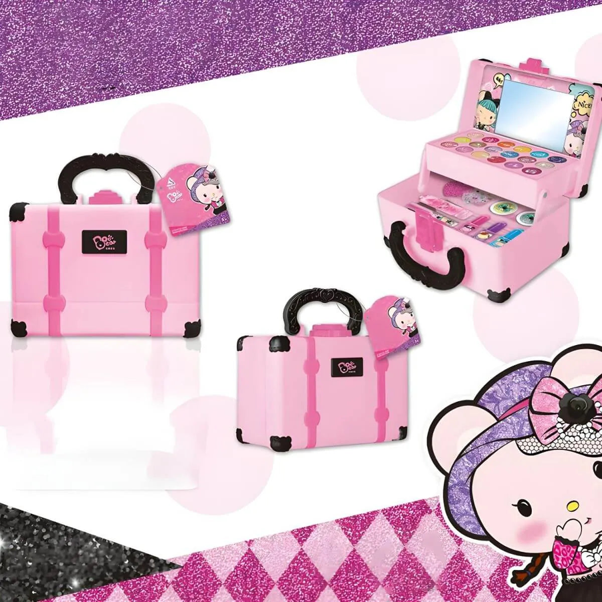 Pink Kids Makeup Vanity Set with Mirror and Cosmetic Kit